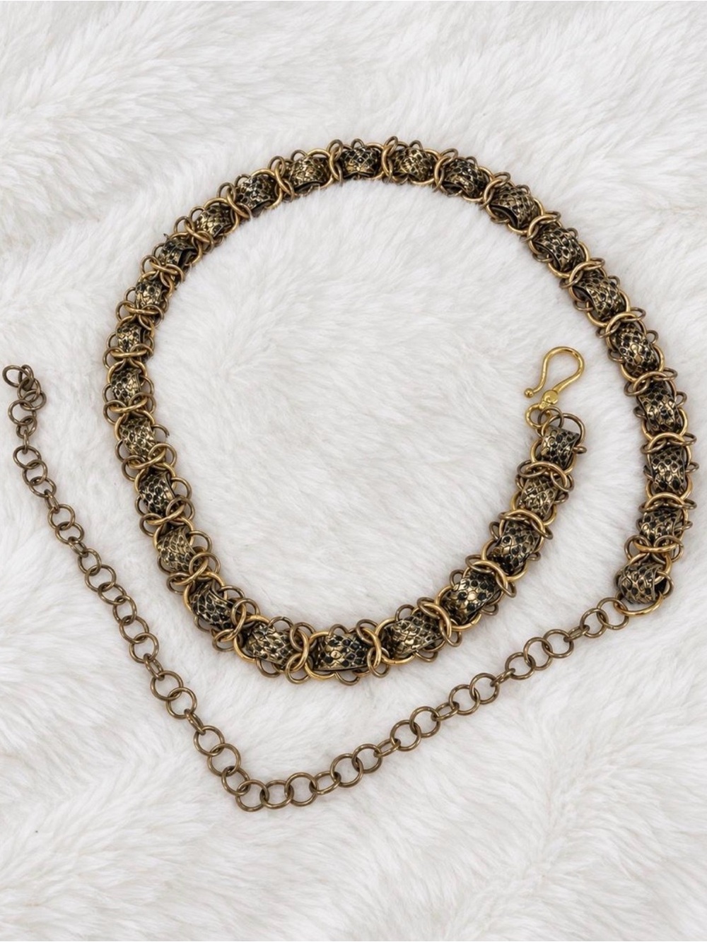 Antique Gold Snakeskin Statement Chain Belt